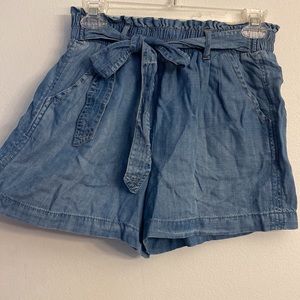 Blu Dahlia Ruffle Waist Shorts Casual Boho Lyocell Cotton Tie-Front Womens XS